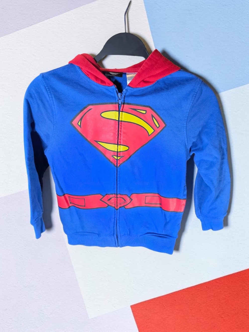 DC Comics Blue & Red Superman Hooded Zip-Up Jacket